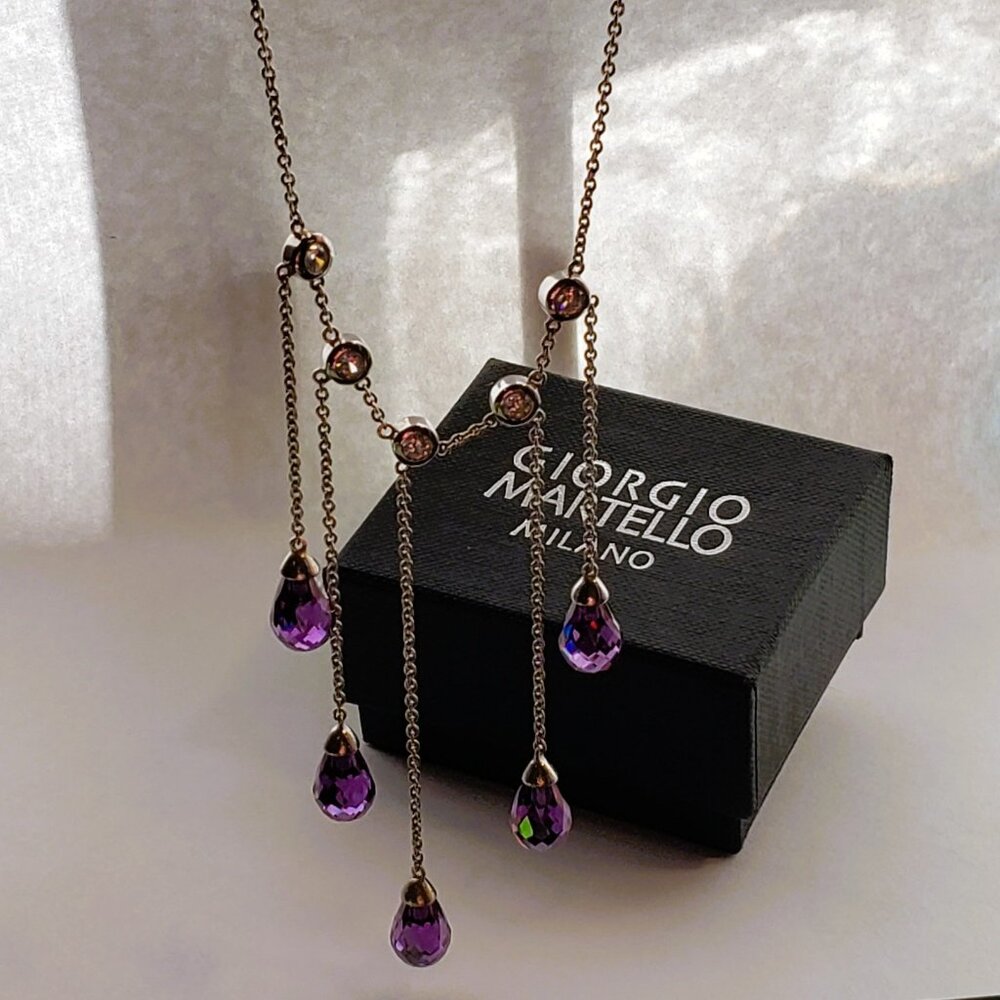 Giorgio Martello Sterling Silver Amethyst Chandelier Necklace | $168.88 Retail